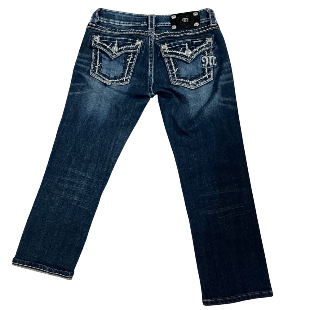 Miss Me cropped jeans low rise bling sz 26 distressed Embellished denim JE5835C